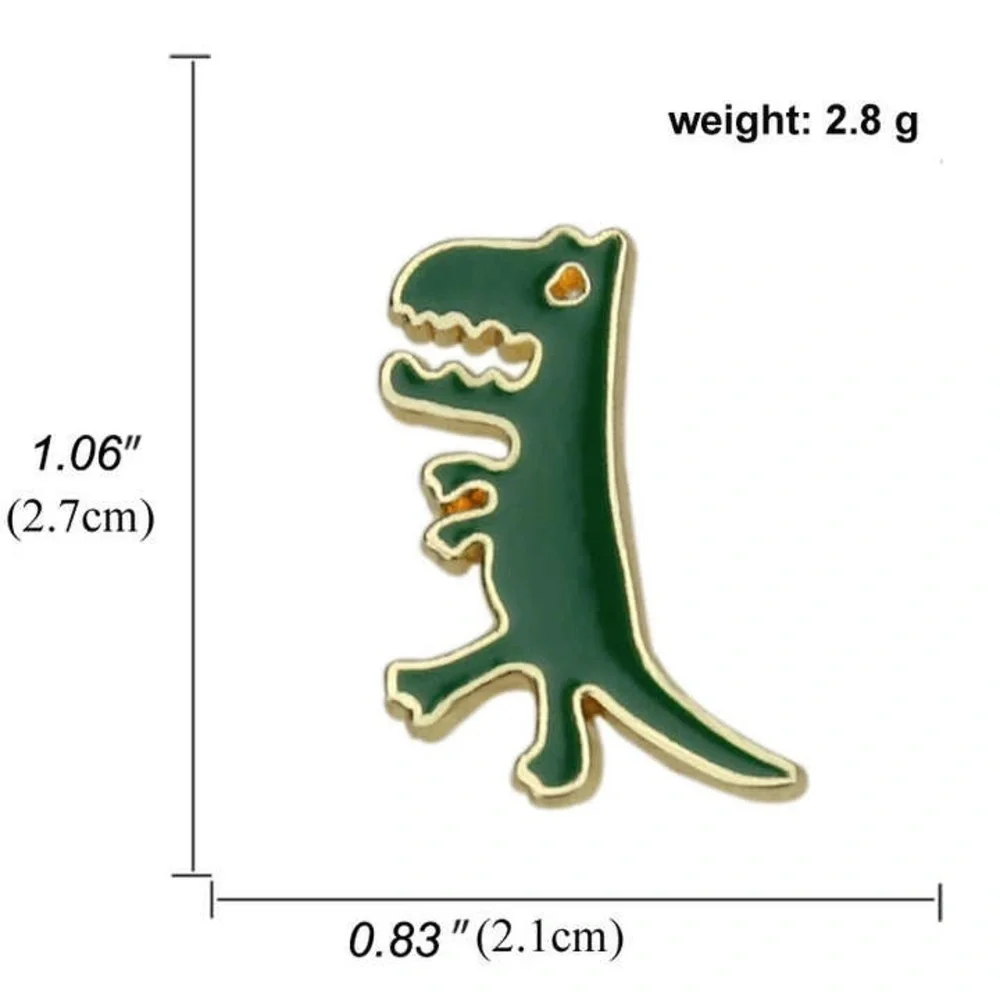 Women’s Jewelry Fashion Cute Unique Green Dinosaur with Gold accents Enamel Pin